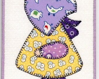 Sunbonnet Sue Quilted Fabric Postcard