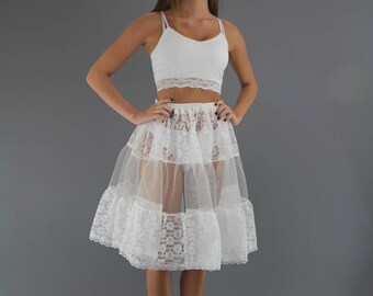 Ivory Lace Petticoat edged in Delicate Lace Trim