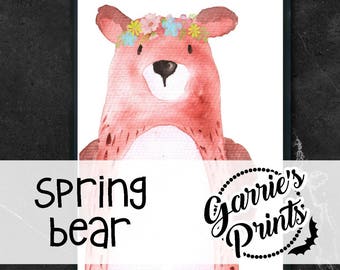 Printable | Spring Watercolor Animal | Bear |