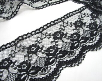 2 Yards 3 1/2 Inches Lace Trim|Black FloralEmbroidered Lace Trim|Bridal Wedding Materials|Clothing Ribbon|Hairband|Accessories DIY