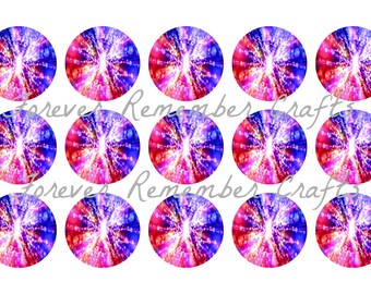 INSTANT DOWNLOAD Red White & Blue Abstract 1 Inch Bottle Cap Image Sheets *Digital Image* 4x6 Sheet With 15 Images