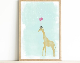 Nursery Wall Giraffe - Giraffe Print Art - Safari Nursery Decor - Giraffe Art for Kids - Giraffe Kids Art - Giraffe Baby Nursery Artwork