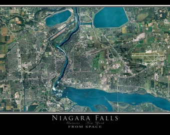 Niagara Falls New York - Ontario Satellite Poster Map