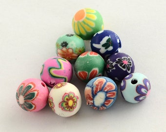 Bulk Beads Polymer Clay Beads 8mm Flower Beads Assorted Beads BULK Beads 50 pieces