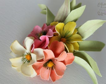 Hawaiian Wildflower clip or headband, plumeria flower cluster