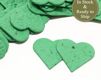 Emerald Green Plantable Seed Paper Confetti Hearts - READY-TO-SHIP - Wedding Favors, Bridal Shower Favors, Baby Shower Favors, Party Gifts