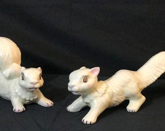 Vintage Ceramic White Squirrels