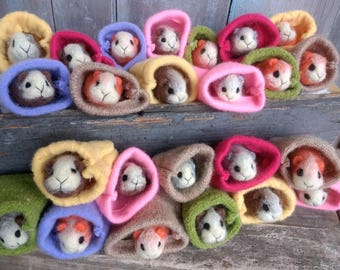 Adorable Mini Guinea Pig Needle Felted Easter Basket Valentines Day Birthday Gift Present Pet Pets Animals