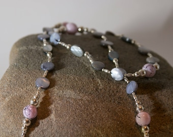 Grey and Pink Long Necklace