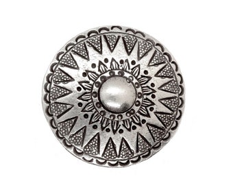 Sterling Silver Mandala Star Statement Ring, Handmade Large Boho Tribal Ethnic Sun Engraved Dome Adjustable Ring, Gift for her
