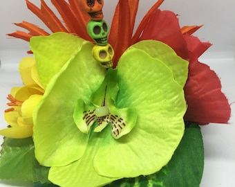 Tropical Orchid Skull Hair Flower