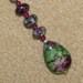 Scissor Fob - Green and magenta agate with Swarovski crystals