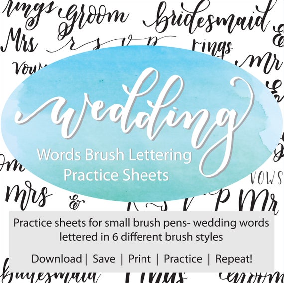 y words printable Wedding Sheets Lettering Practice Hand Lettering Brush Words