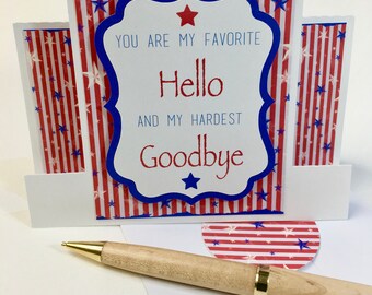 You are my favorite HELLO and my hardest GOODBYE greeting card, Military Deployment, Goodbye Card, Going Away Card, Farewell Card, Boyfriend