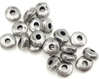 100 Dark Antique Silver Beads 5mm Nugget Beads TierraCast Heishi Spacer Beads ANTIQUE PEWTER Silver Spacers Organic Shape (PS182PA)