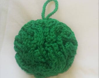 Green Cotton Bath Puff - Washable Shower Pouf - Cotton Bath Sponge - Luxurious Cotton Loofah - Self Care - Home Spa - Gifts for Her