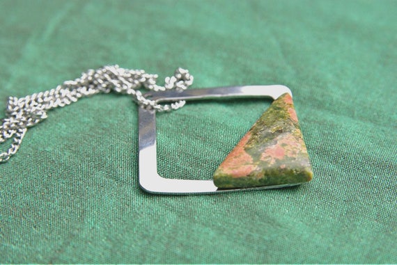 Natural Unakite Jewelry, Gemstone Necklace, Pendant Cabochon, Unakite Gift for Her, birthstone