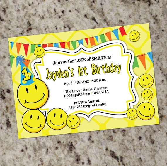 Smiley Face Birthday Invitations 2