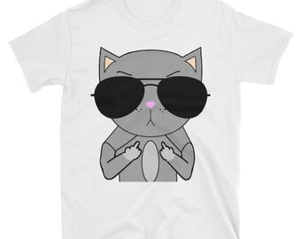 Cat Middle Finger Shirt, Cat Humor Tee, Cat With Sunglasses, Cat Middle Finger, Cat Tshirt Men, Unique Cat Shirt, Funny Cat Shirt,Cat Tshirt