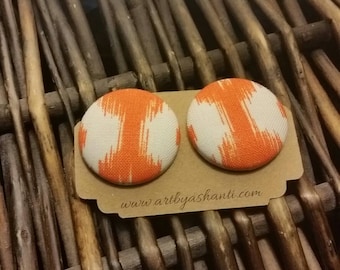 Orange & White fabric earrings