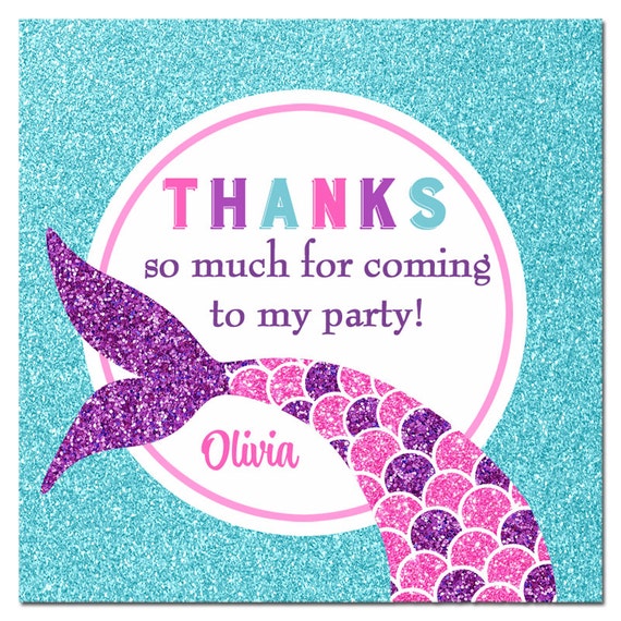 mermaid favor tag printable or printed with free shipping