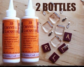SAVE on 2 Bottles of 3D Crystal Lacquer - 4 Ounce Bottles - For Pendants, Magnets, Bottle Caps and Craft Projects
