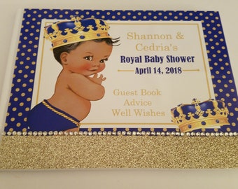 Royal Prince Baby Shower Advice Book, Blue and Gold Baby Shower Guest Book, Royal Baby Shower Guest Book