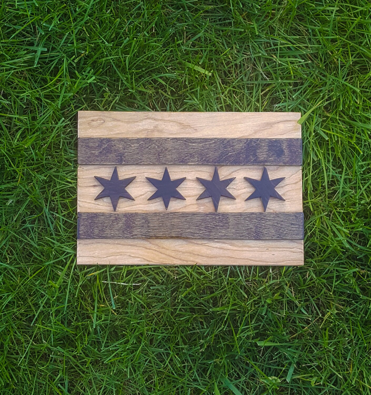 Chicago Flag Wall Art Wooden Zoom