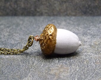 Necklace Concrete Acorn-bronze-glass cut bead-gift-