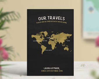 Bucket List Journal, Traveler Notebook, World Travel Bucket List, Travel Map Personalised, Travellers Gift, As seen in Conde Nast Traveller