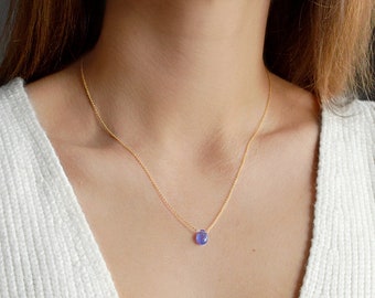 Tanzanite necklace, Natural Blue Crystal Pendant, December Birthstone, Gemstone Jewelry in 14k Rose Gold Filled Sterling Silver