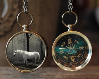 Unicorn Compass Necklace, Unicorn Necklace Jewelry, Fairytale Necklace, Fairytale Jewelry, Child gift, Compass, Gift Idea