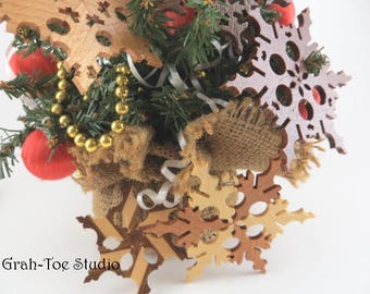 Wooden Snowflake, Ornament, Star Garland, Snowflakes Decorations,Christmas, Yule, Hanukkah, Grahtoe,christmas tree decorations,gifts for all