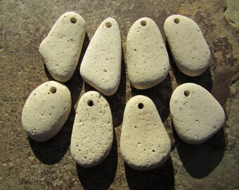 WHITE Beach Brick Pendants Brick Top Drilled Beach Charms