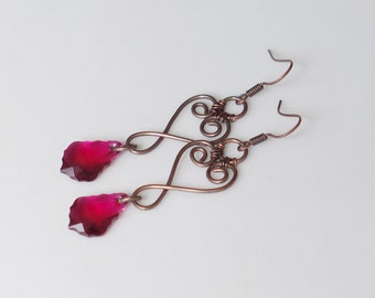 Copper earrings with Swarovski cristal