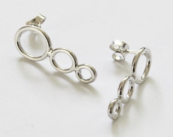 Circle Silver Earrings, 925 Sterling Silver Earrings, Circle Post Earrings, Women's Studs Earrings, Dainty Earrings, Handmade Jewelry