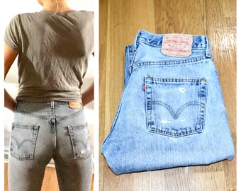 Levi's 501 Jeans / Levis Jeans Small Levis 501 29 Light Blue Levis Distressed Levis Button Fly Levis Women's Levis Small Vintage Levis 501