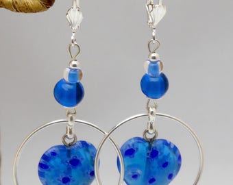 "Elda" blue millefiori glass earrings