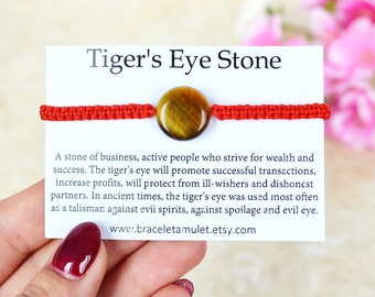 Stone amulet Tiger eye bracelet Red string Gift for her Protection bracelet Amulet bracelet Women bracelet Red bracelet Spiritual bracelet