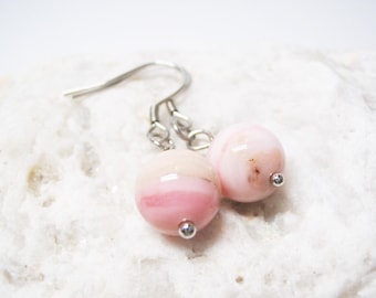 Pink Opal Earrings Pink Opal Jewelry Love Jewelry Dangle Earings Charm Earrings Pink Opal Charm Gemstone Earrings Opal Earrings Gift for Her