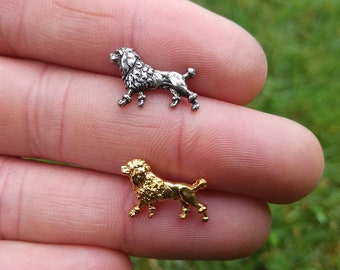 Tiny Poodle Pins Brooch, Dog Show Brooch, Silver-plated or Gilded Brass Poodle, Dog Lapel Pin, Pet Brooch, Art Nouveau Dog