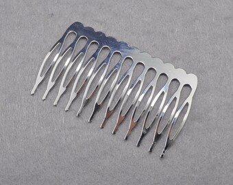 Silver Plated Metal Comb- 10pcs Metal Hair Combs 12 teeth(64x38mm)