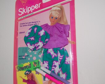 Vintage Skipper Doll Clothes, Stencil It Activities, Skipper Doll Fashion, Skipper Summer Outfit, Shirt, Jams, Hat,