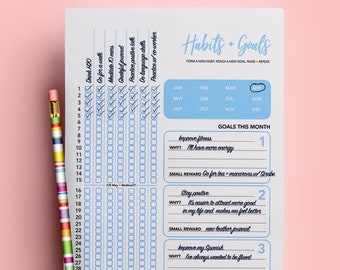 Habit Tracker, Printable, Instant download, Daily Habits, Habit Planner, Planner insert, Checklist, Goal Tracker, PDF, A4 ,A5 , US Letter
