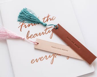 Personalized Leather Bookmark - Custom Monogram Bookmark - Birthday Gift for for Book Lover - Bookmark for Teacher - Gift for Book Reader