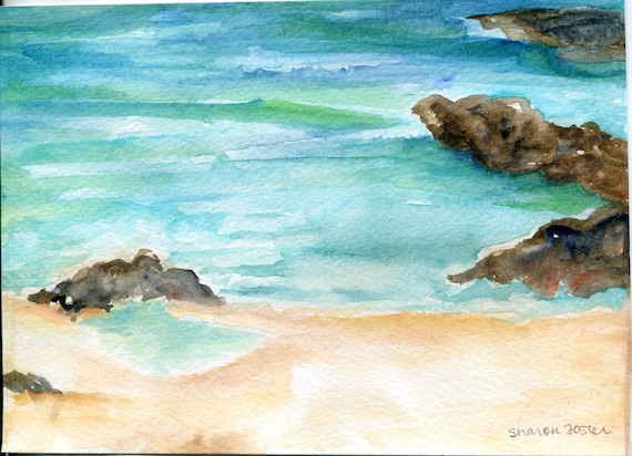 watercolor painting ocean