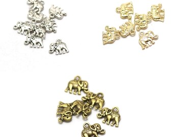 20 charms "elephant" 12 x 14 x 3 mm, 3 color choices