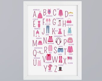 ABC clothing - alphabet art print without frame