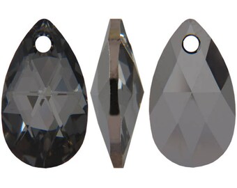 Swarovski 6106 pear shape pendant in crystal night - 22mm - Swarovski pendant - black diamond