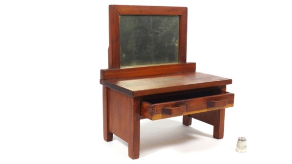 Vintage Doll Dresser With Mirror Cedar Wood Furniture